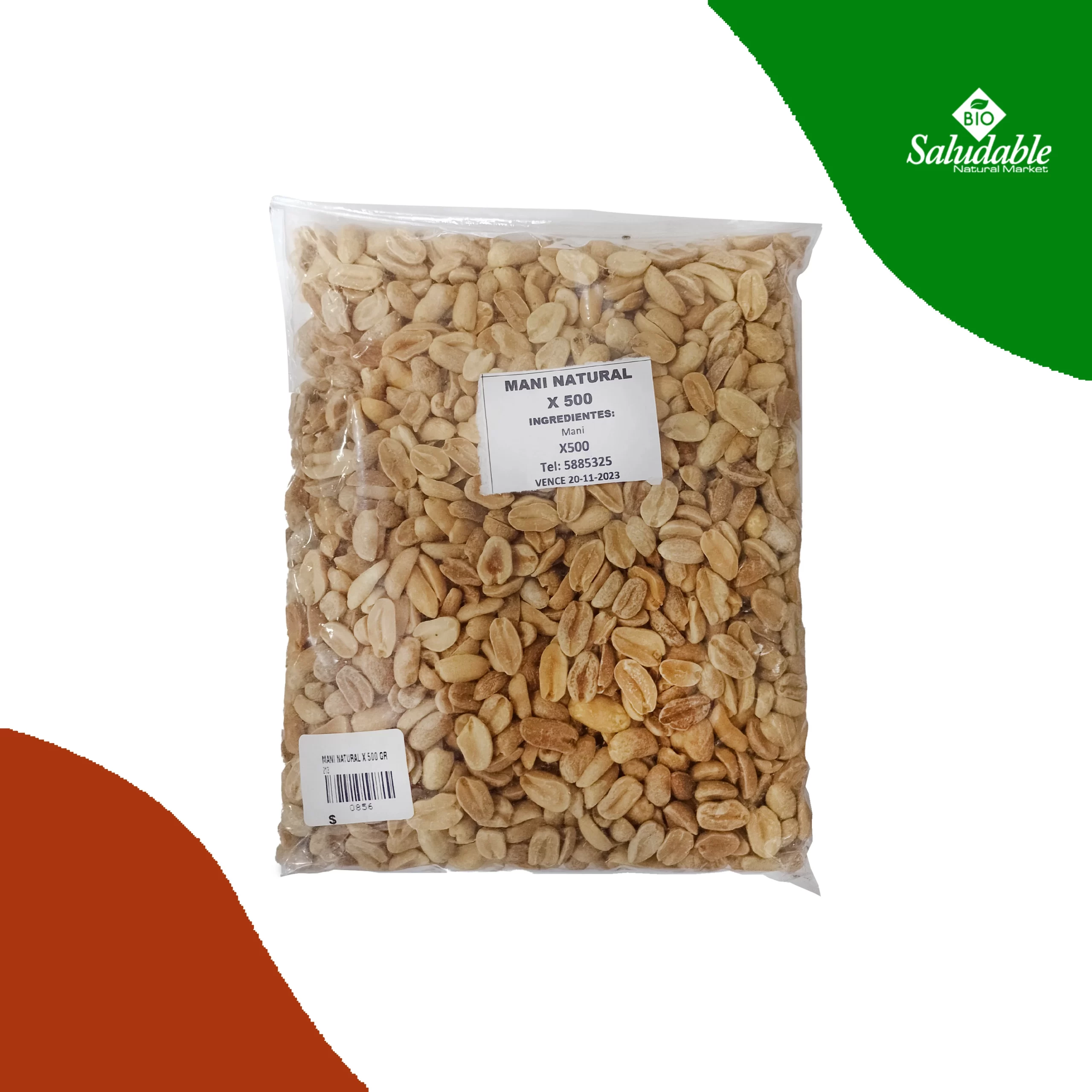 MANÍ NATURAL BIOSALUDABLE x 500